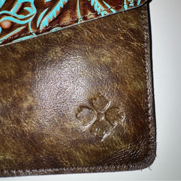 Patricia Nash Turquoise Tooled Leather Envelope Clutch Wristlet - Picture 3 of 6
